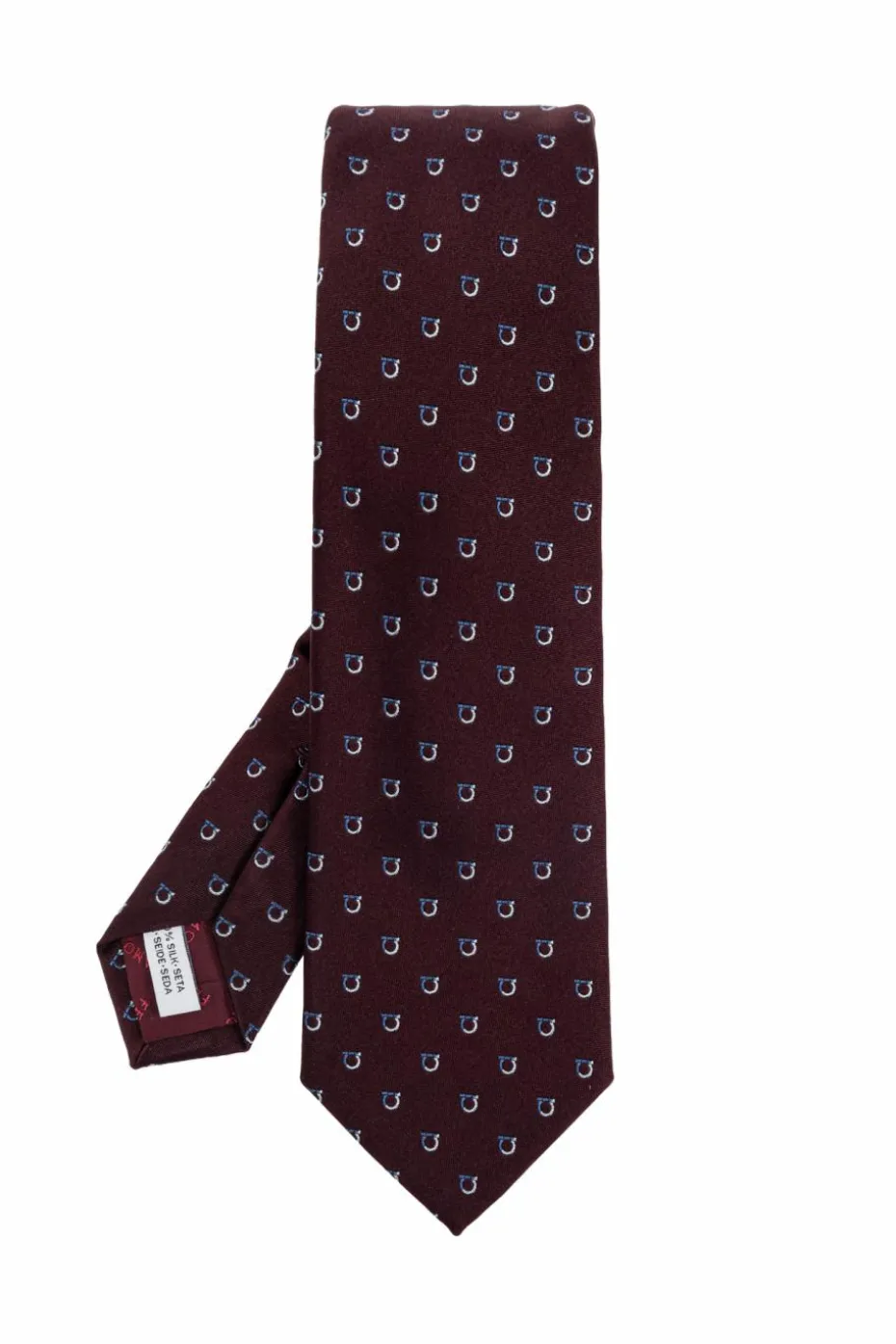 FERRAGAMO BORDO Jedwabny krawat