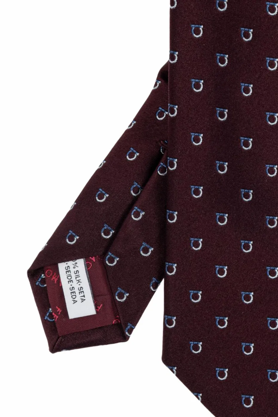 FERRAGAMO BORDO Jedwabny krawat