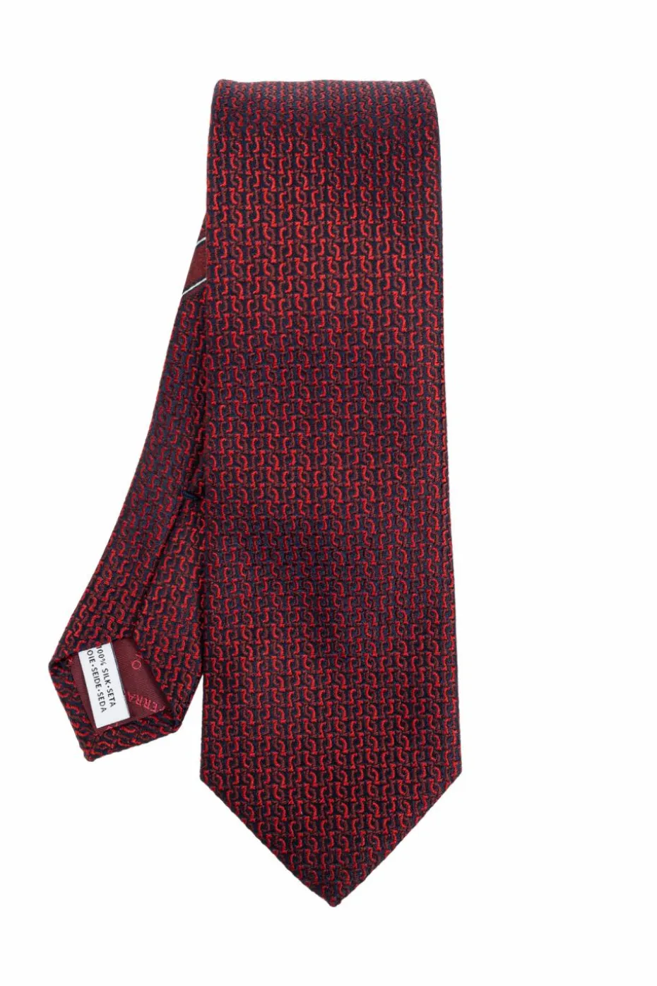 FERRAGAMO BORDO Jedwabny krawat