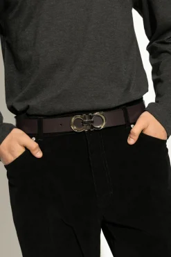 FERRAGAMO BRĄZOWY Dwustronny pasek