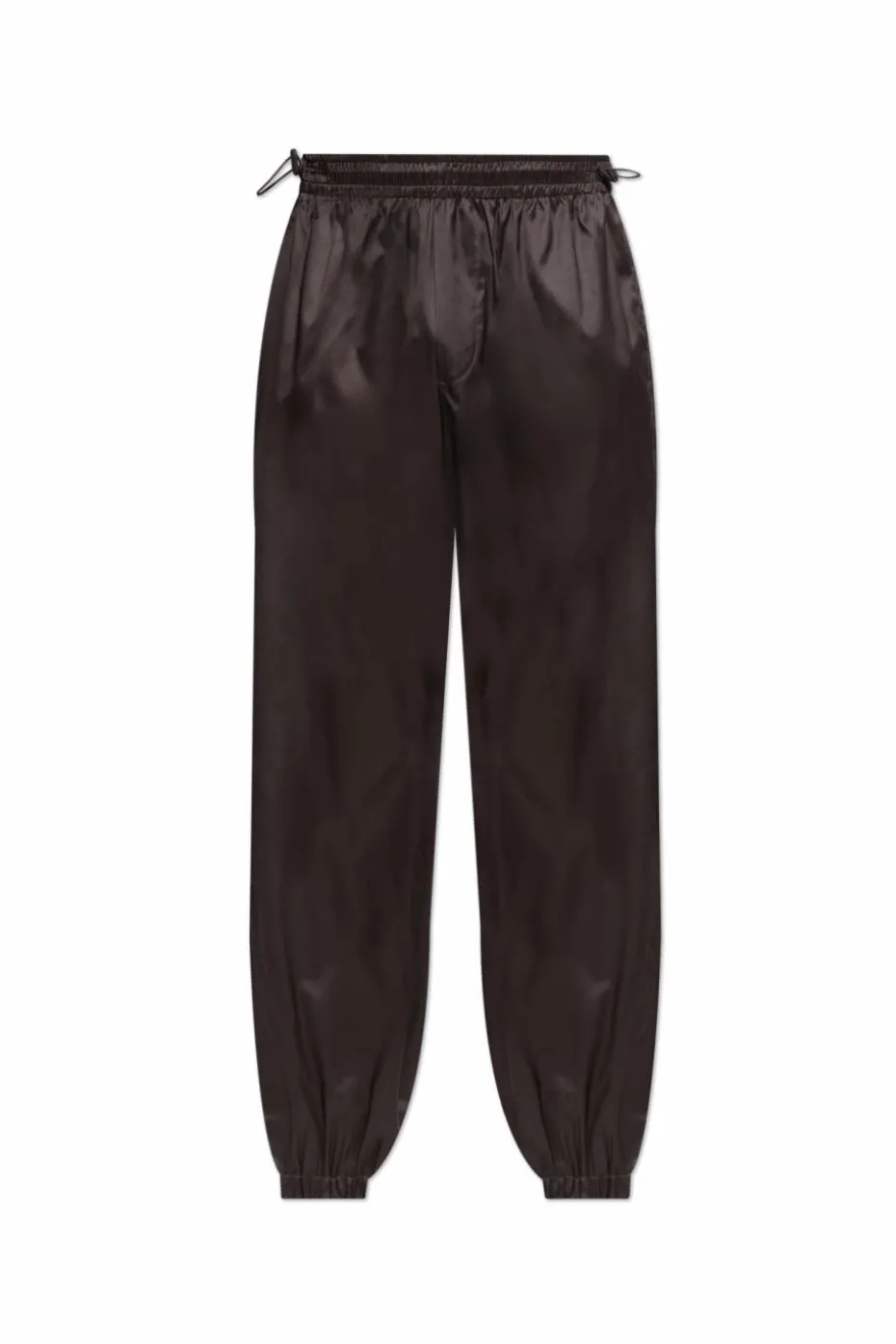 FERRAGAMO BRĄZOWY Jedwabne spodnie