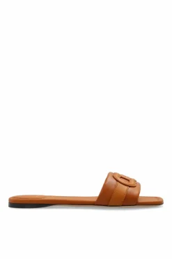 FERRAGAMO BRĄZOWY Klapki `Liss`