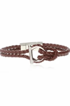FERRAGAMO BRĄZOWY Pleciona bransoleta