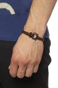 FERRAGAMO BRĄZOWY Pleciona bransoleta