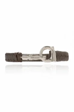 FERRAGAMO BRĄZOWY Skórzana bransoleta