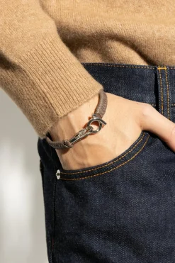 FERRAGAMO BRĄZOWY Skórzana bransoleta