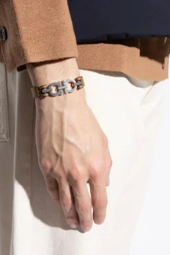FERRAGAMO BRĄZOWY Skórzana bransoleta