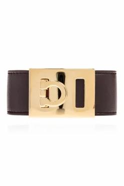 FERRAGAMO BRĄZOWY Skórzana bransoleta