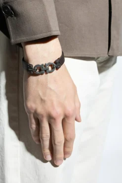 FERRAGAMO BRĄZOWY Skórzana bransoleta