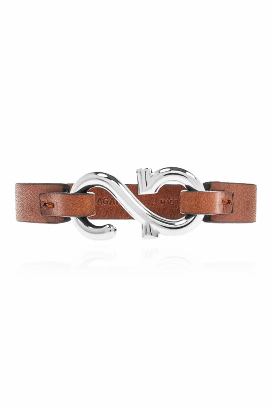 FERRAGAMO BRĄZOWY Skórzana bransoleta