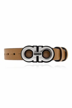 FERRAGAMO BRĄZOWY Skórzana bransoleta