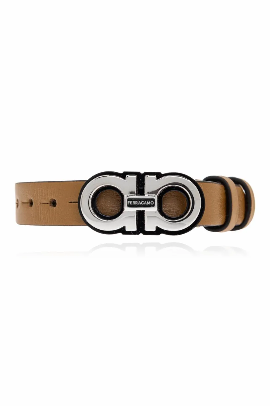 FERRAGAMO BRĄZOWY Skórzana bransoleta