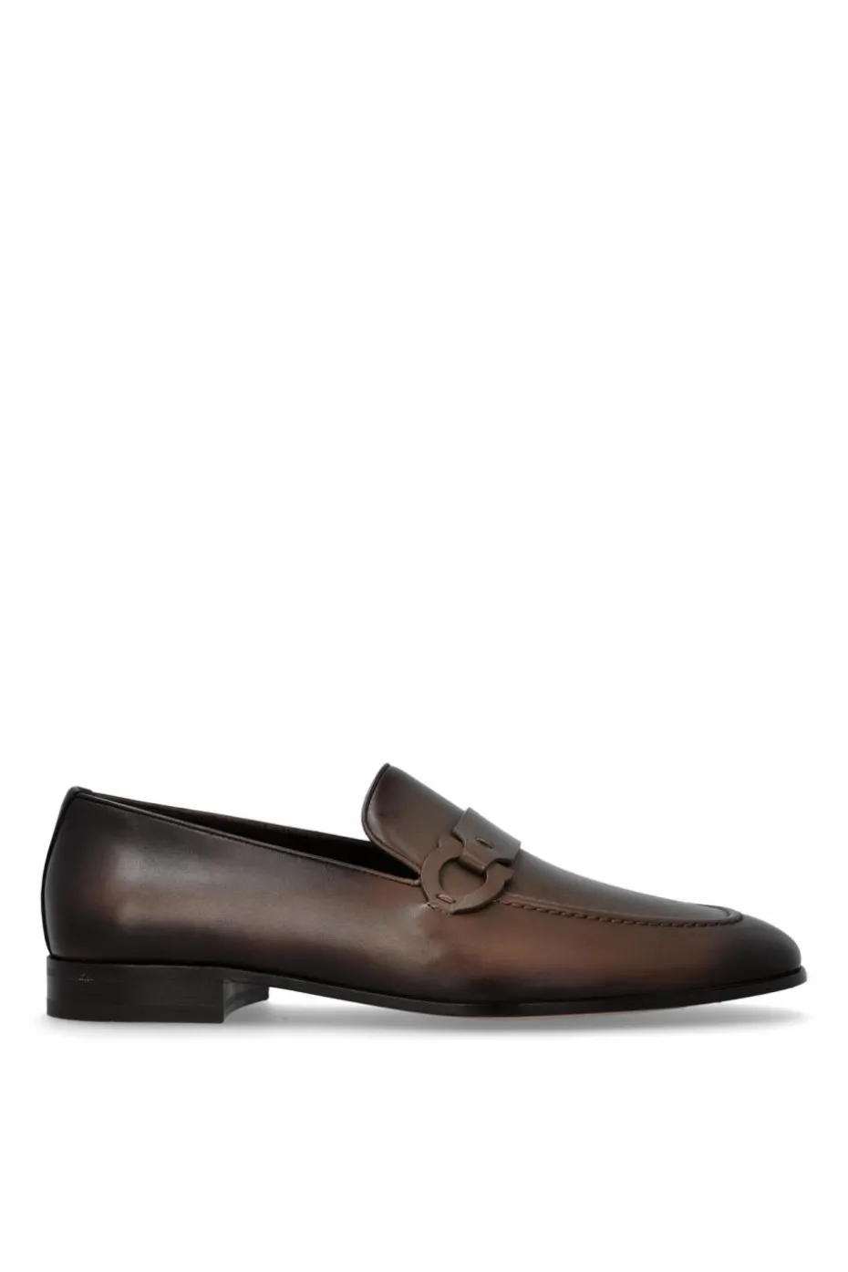 FERRAGAMO BRĄZOWY Skórzane buty `Bonny`