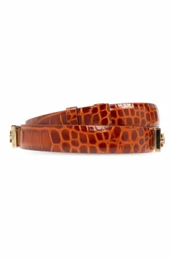 FERRAGAMO BRĄZOWY Skórzany pasek