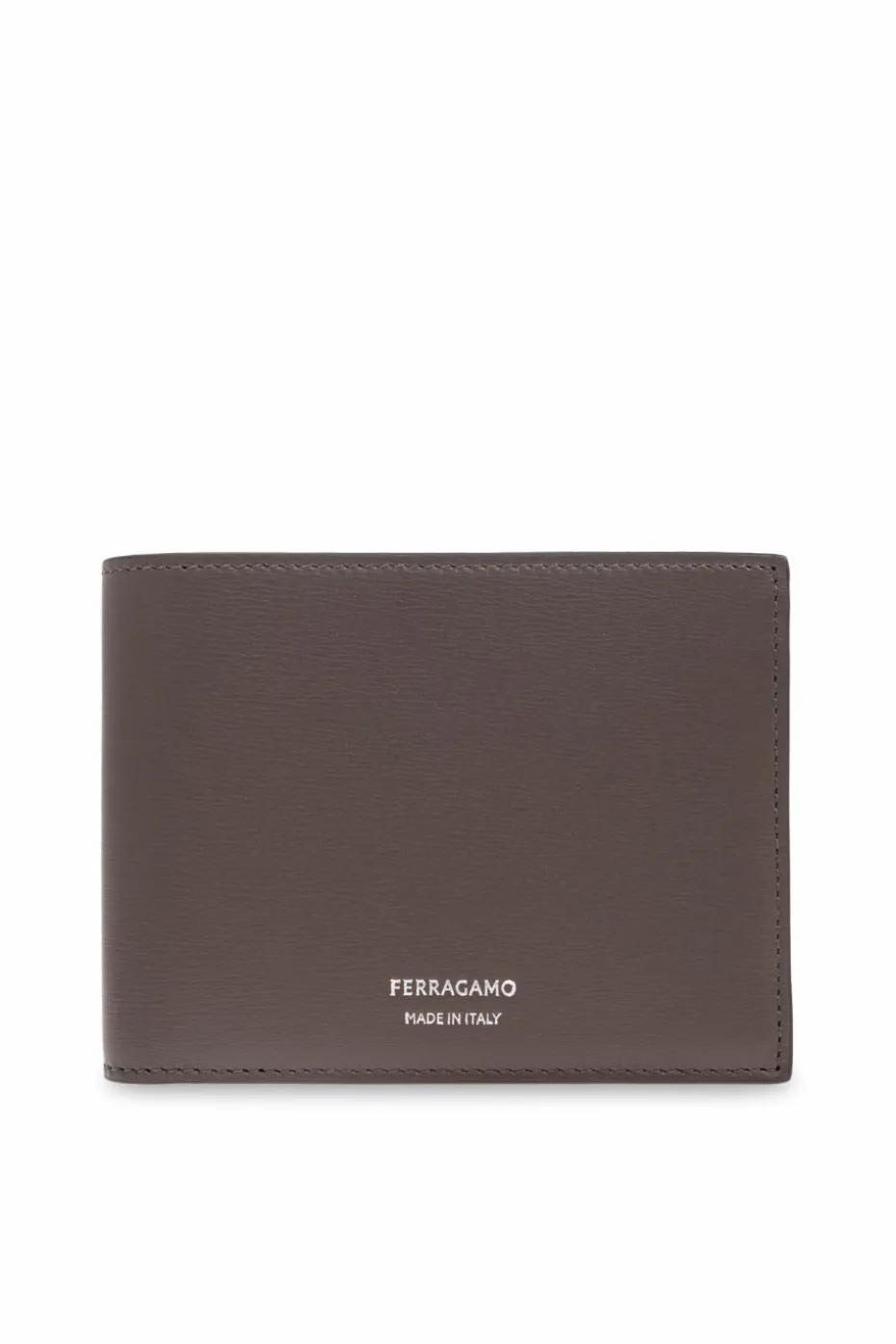 FERRAGAMO BRĄZOWY Skórzany portfel z logo