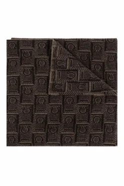 FERRAGAMO BRĄZOWY Szal z monogramem