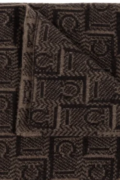FERRAGAMO BRĄZOWY Szal z monogramem