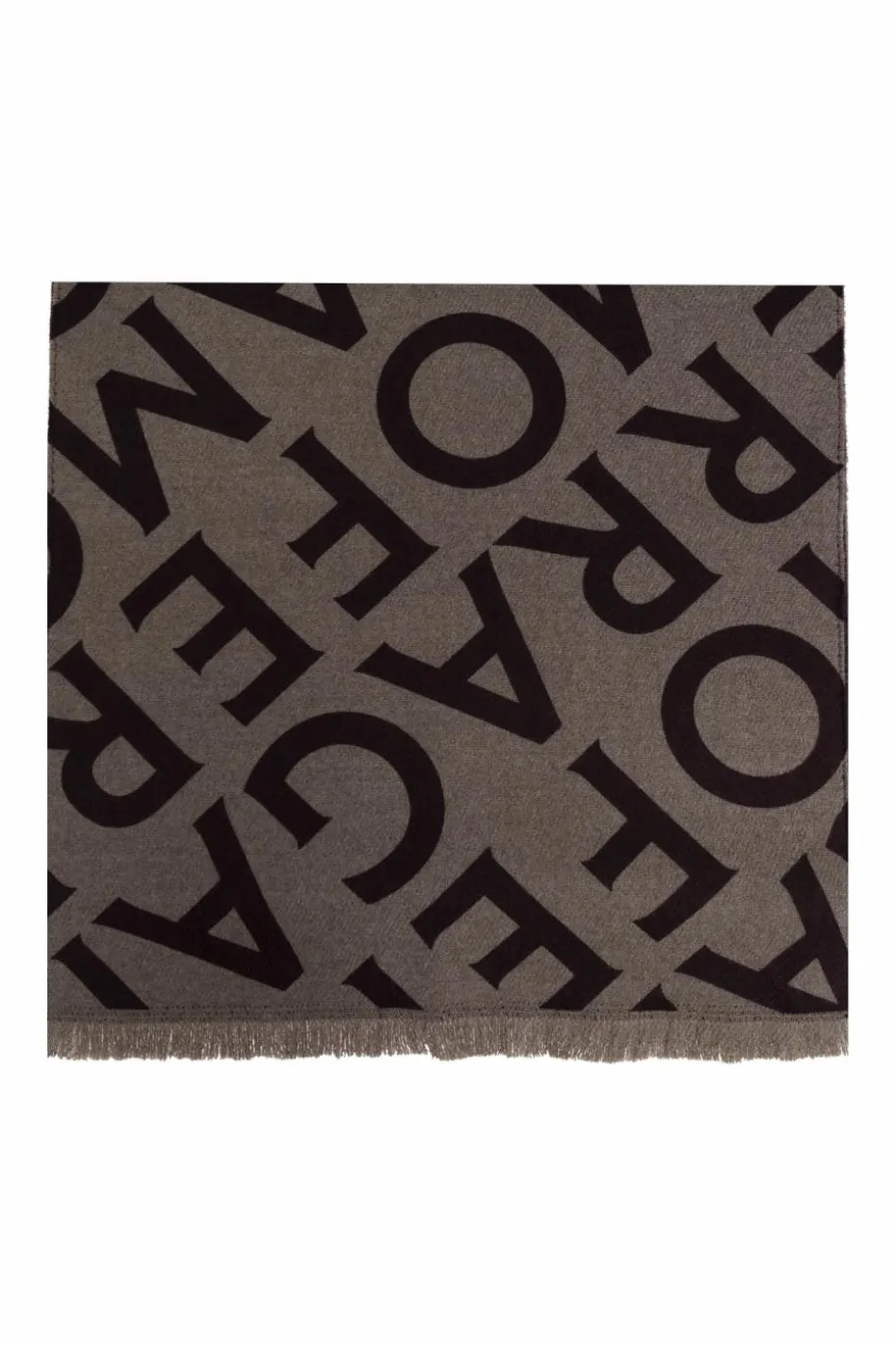 FERRAGAMO BRĄZOWY Wełniany szal z monogramem