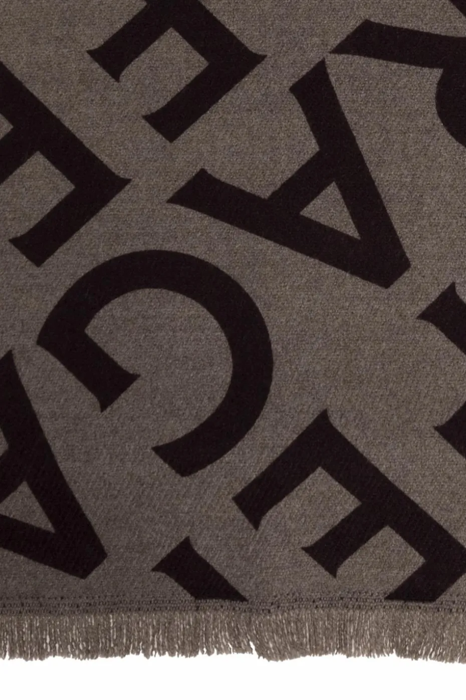FERRAGAMO BRĄZOWY Wełniany szal z monogramem