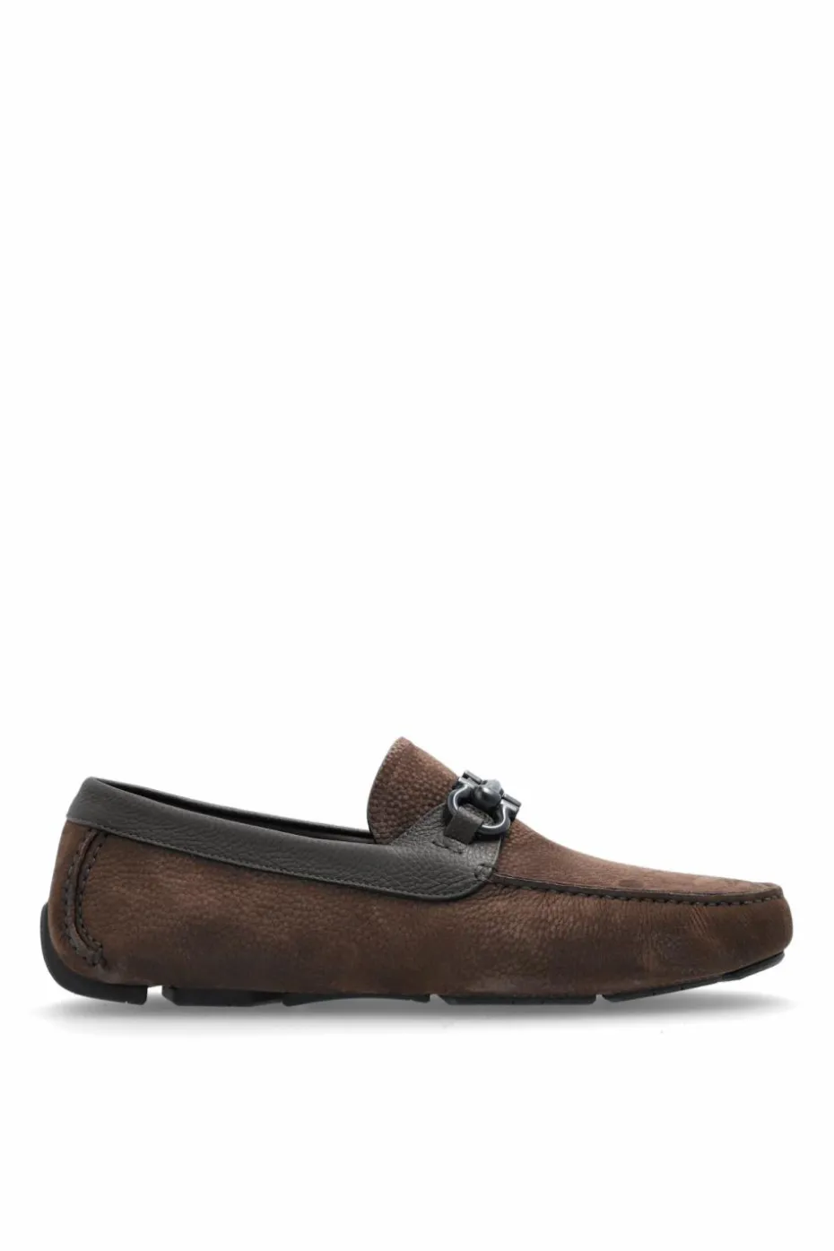 FERRAGAMO BRĄZOWY Zamszowe mokasyny `Parigi New`