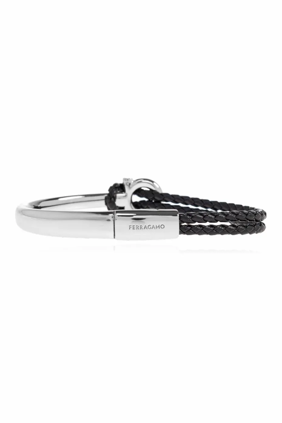 FERRAGAMO CZARNY Bransoleta z wygrawerowanym logo
