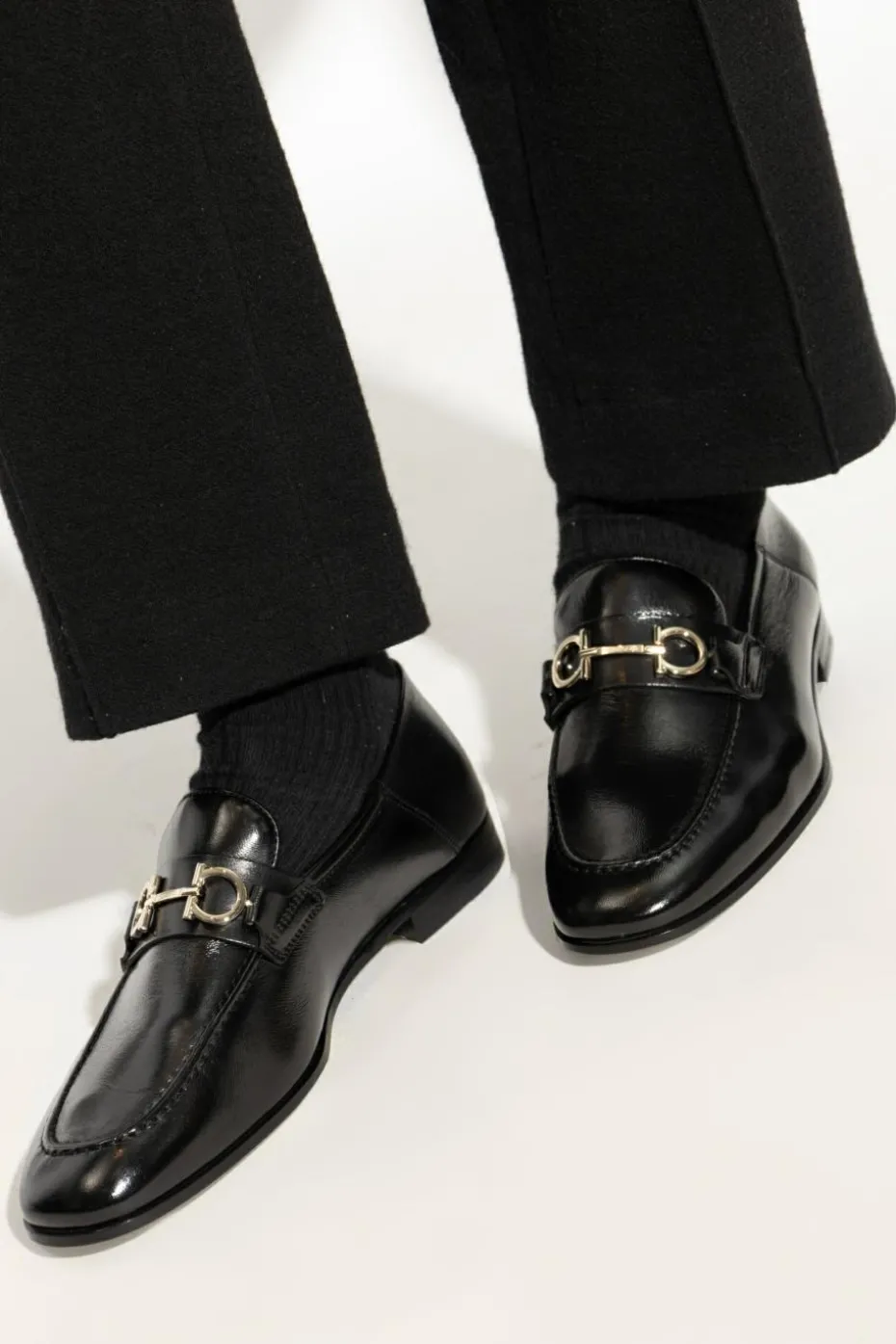 FERRAGAMO CZARNY Buty `Biarritzt` typu `loafers`