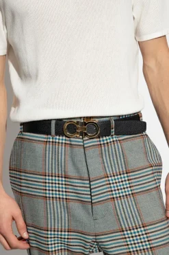 FERRAGAMO CZARNY Dwustronny pasek