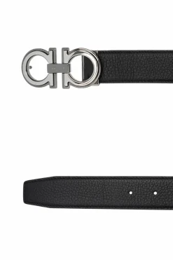 FERRAGAMO CZARNY Dwustronny pasek z logo