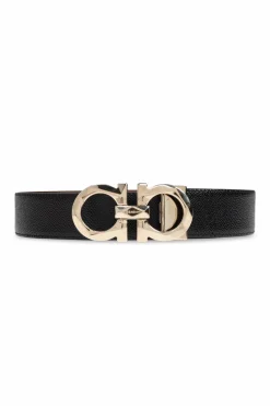 FERRAGAMO CZARNY Dwustronny pasek