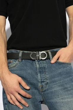 FERRAGAMO CZARNY Dwustronny pasek