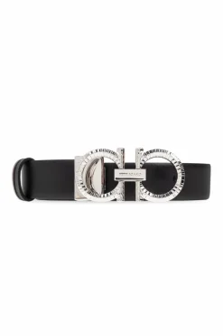 FERRAGAMO CZARNY Dwustronny pasek