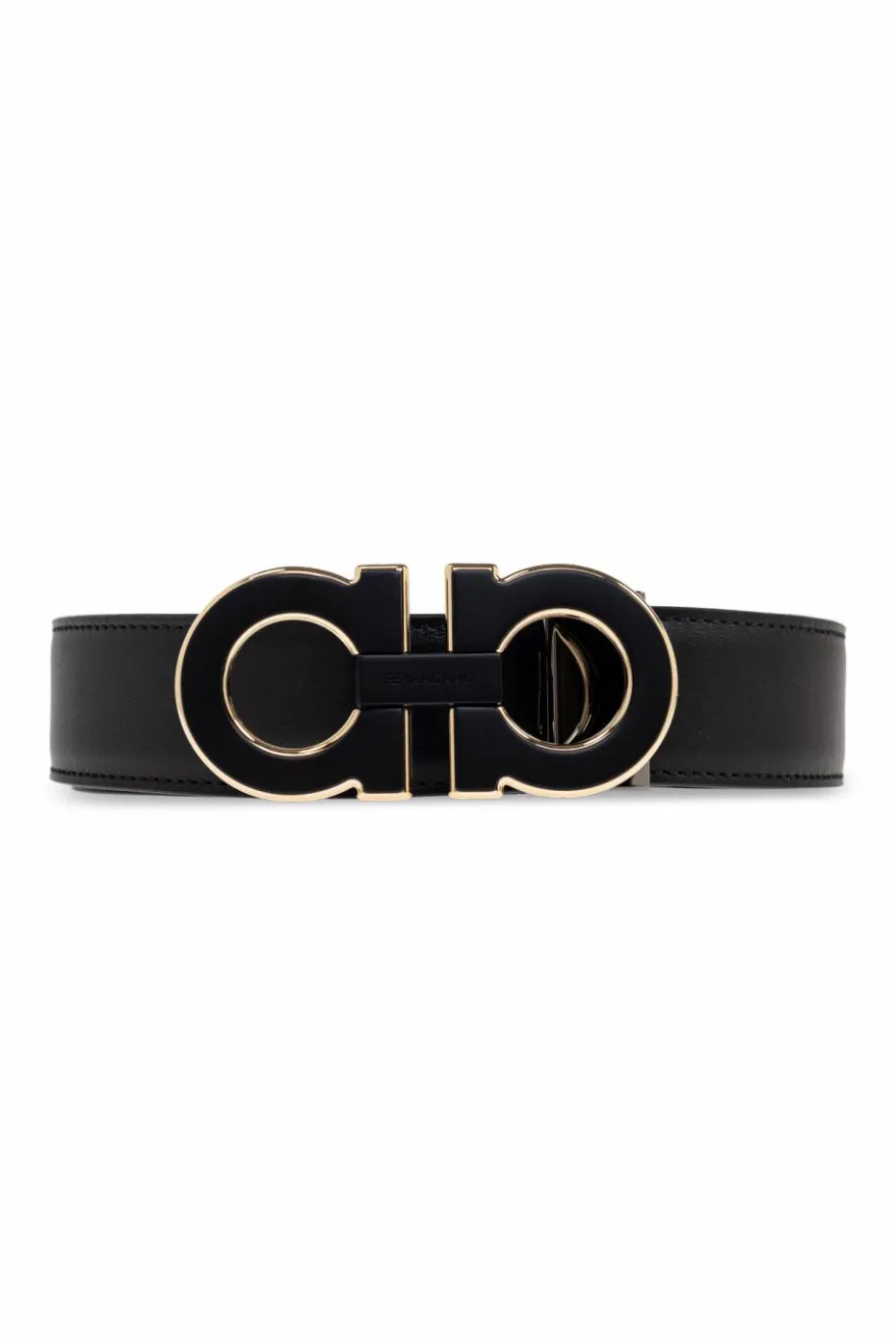 FERRAGAMO CZARNY Dwustronny pasek