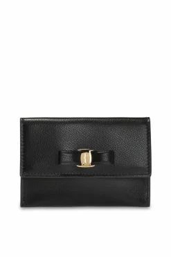 FERRAGAMO CZARNY Etui na karty z kokardą