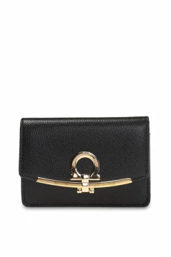 FERRAGAMO CZARNY Etui na karty z dekoracyjnym zapięciem