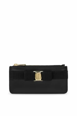 FERRAGAMO CZARNY Etui na karty z kokardą