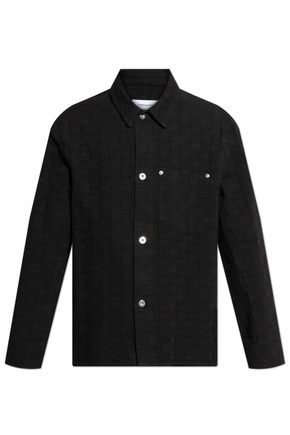 FERRAGAMO CZARNY Jeansowa koszula z monogramem