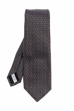FERRAGAMO CZARNY Jedwabny krawat