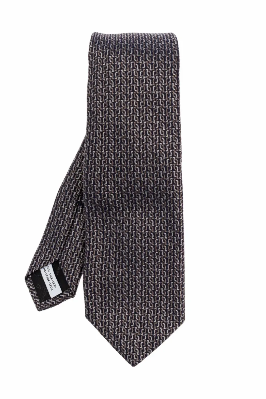 FERRAGAMO CZARNY Jedwabny krawat