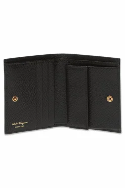 FERRAGAMO CZARNY Portfel z motywem ‘Gancini’