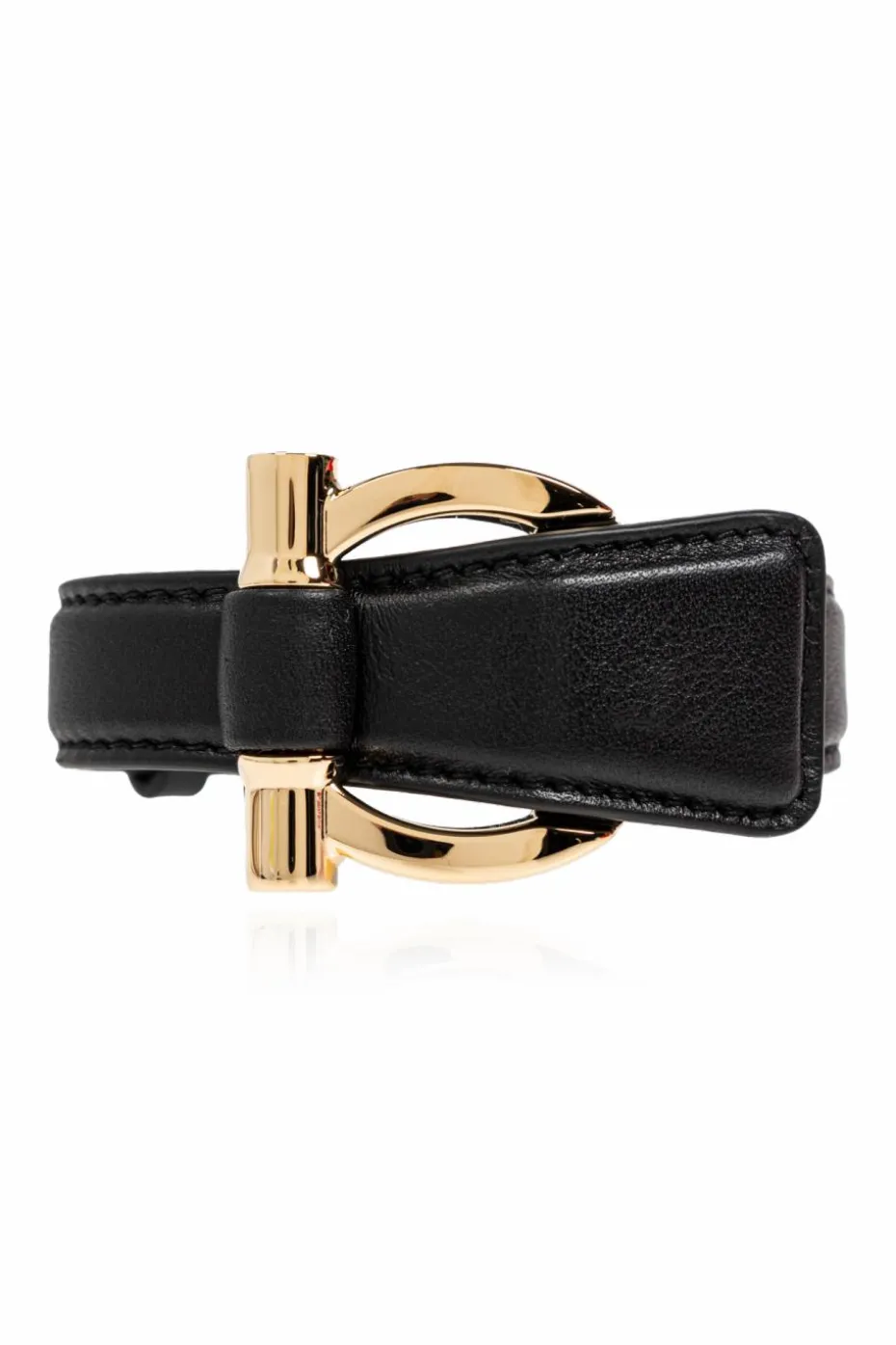FERRAGAMO CZARNY Skórzana bransoleta