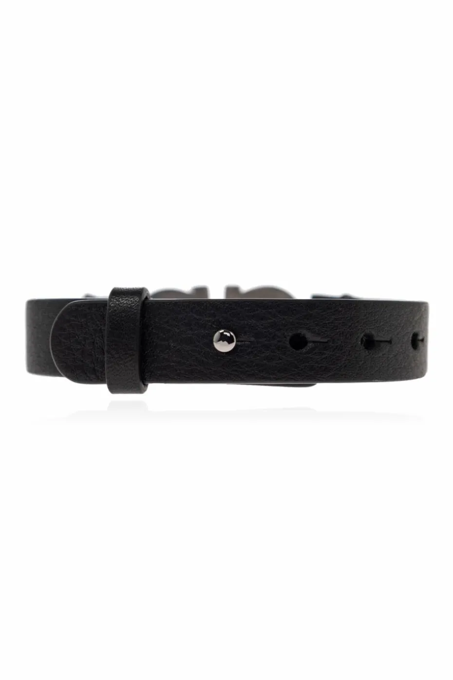 FERRAGAMO CZARNY Skórzana bransoleta