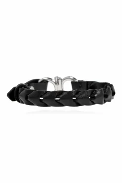 FERRAGAMO CZARNY Skórzana bransoleta