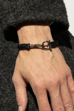 FERRAGAMO CZARNY Skórzana bransoleta
