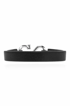FERRAGAMO CZARNY Skórzana bransoleta