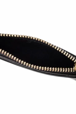 FERRAGAMO CZARNY Skórzane etui na karty z brelokiem