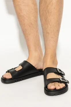 FERRAGAMO CZARNY Skórzane klapki `Colly`