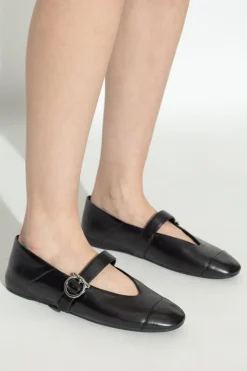 FERRAGAMO CZARNY Skórzane baleriny