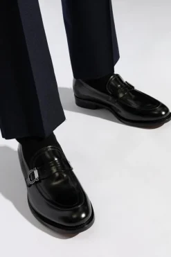 FERRAGAMO CZARNY Skórzane buty `Canada`