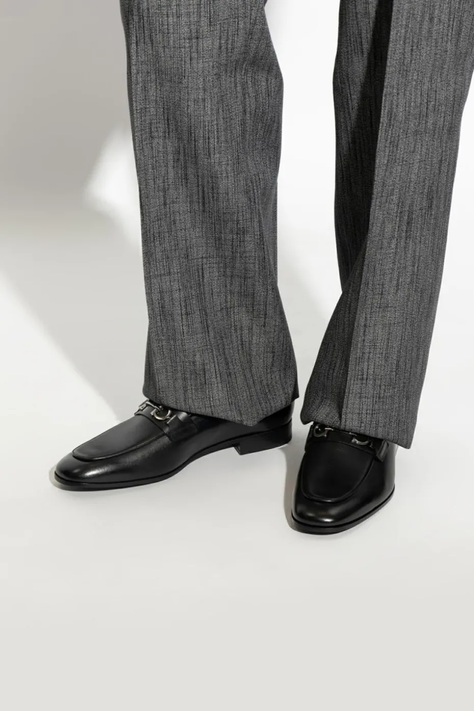 FERRAGAMO CZARNY Skórzane buty `Balty`