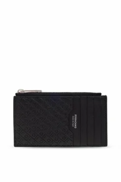 FERRAGAMO CZARNY Skórzane etui na karty